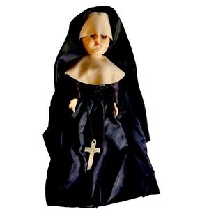 Vintage Catholic Nun Doll – Hard Plastic with Habit & Crucifix